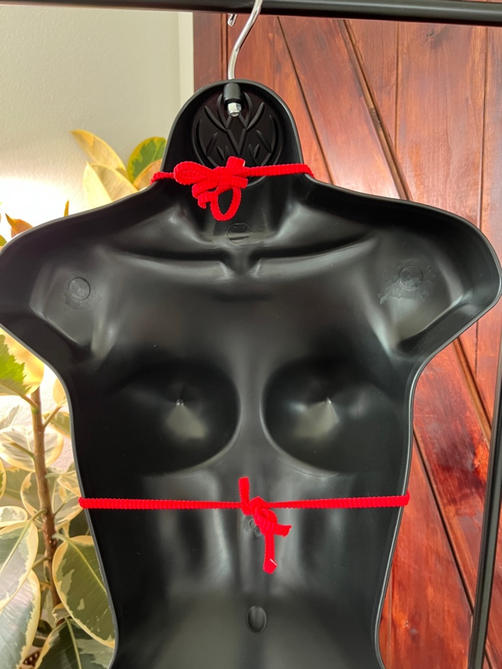 Red Ribbed Lace-Up Triangle Bikini Top - Picture 4 of 8